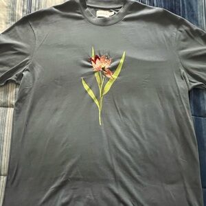 Topman Blue Gray Oversized Tee with Floral Design in size XL